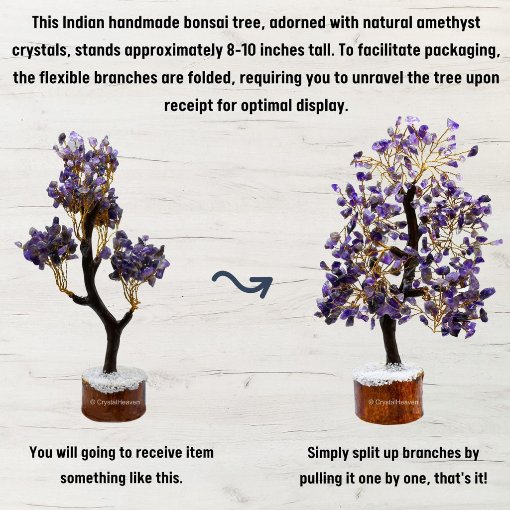 Certified Amethyst Crystal Tree for Good Luck - Healing Crystals Money Tree for Wealth, Positive Energy at Home Office - Decorative Spiritual Gifts for Vastu, House Warming