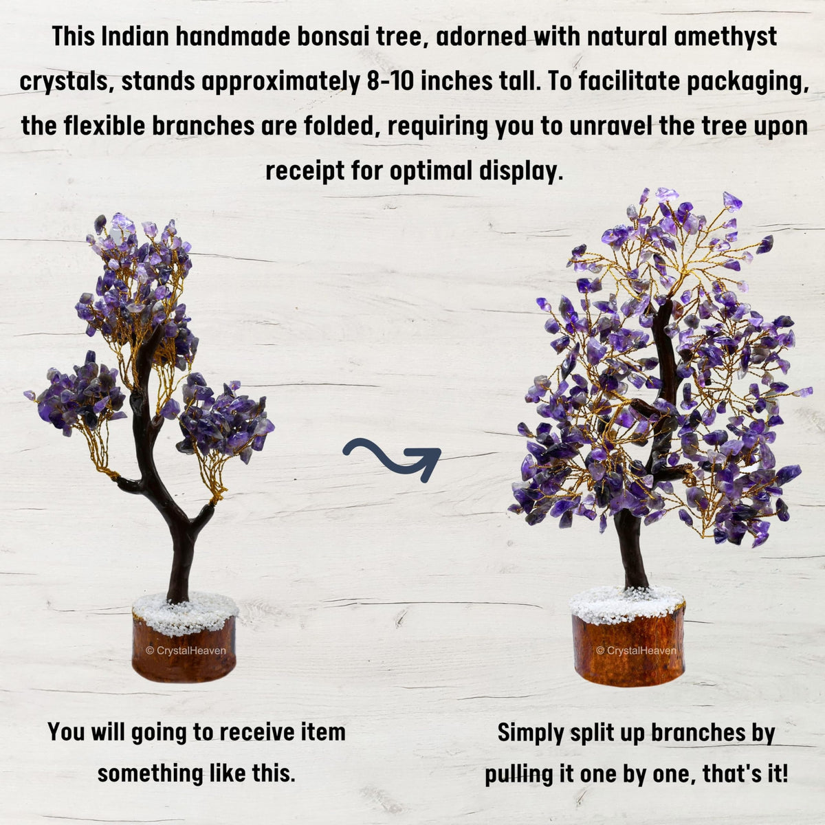 Certified Amethyst Crystal Tree for Good Luck - Healing Crystals Money Tree for Wealth, Positive Energy at Home Office - Decorative Spiritual Gifts for Vastu, House Warming