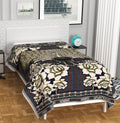 RVS DECOR Solapur Chaddar Single Bedsheet | Premium Floral 300 TC Cotton Chaddar | Soft, Durable,Elegant & Long-Lasting Comfort. Size (90 x 60) (Black) Kafalo