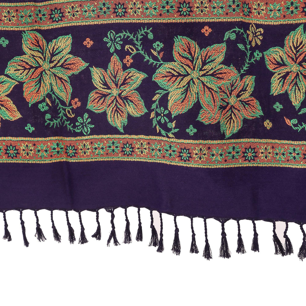 BRAVEZI Women's Woolen Floral Design Printed Shawls (Blue)