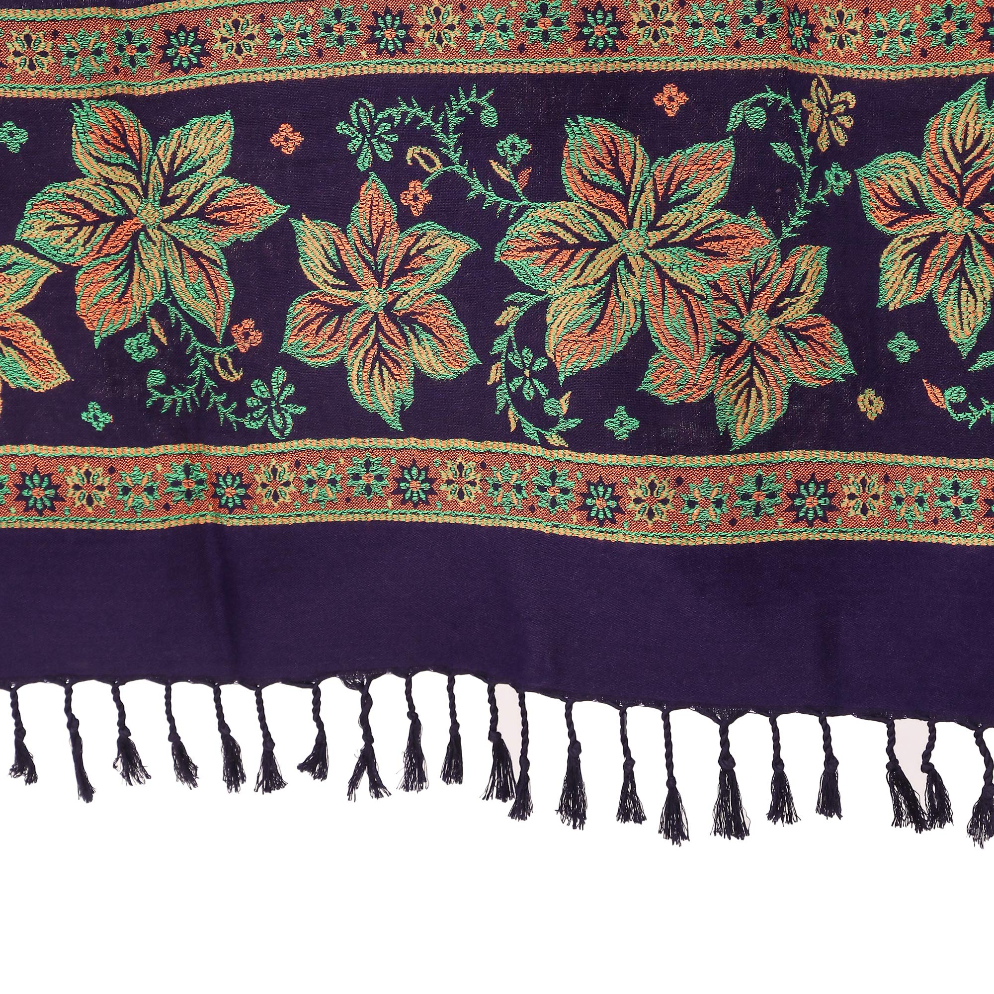 BRAVEZI Women's Woolen Floral Design Printed Shawls (Blue)