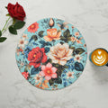 LaVichitra Cotton Table Placemat | Dining Table Mat | Bed Side Table Mat | Cotton Round Shape Placemats | Washable PlaceMat for Shelves & Plant Pots - Pack of 4, Blossom Kafalo