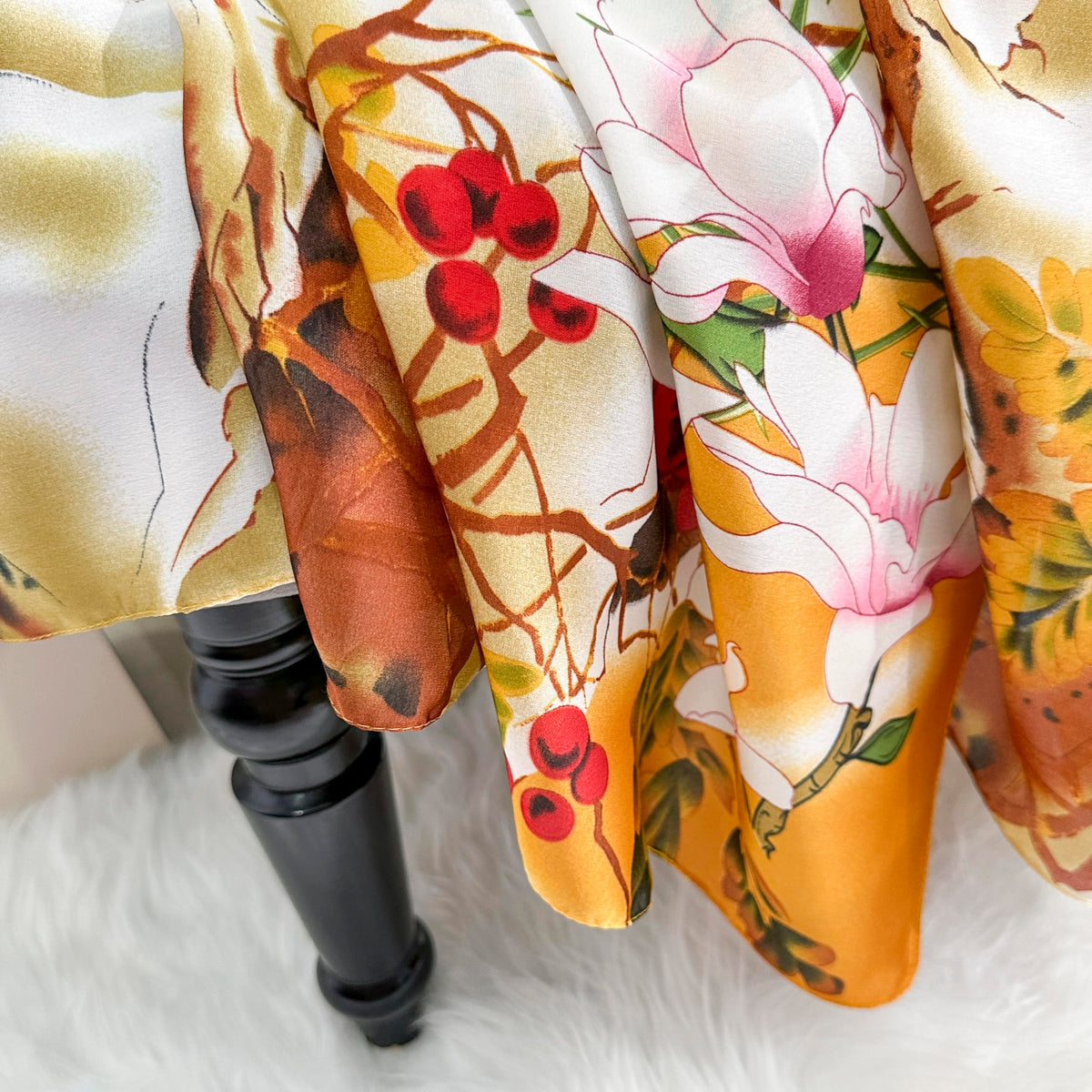 CrossKulture Printed Poly Silken feel Scarf Stole for Women | Stylish, Soft, & Lightweight | Satin Feel Neck, Hair, Head Scarf for Women (Colour_59)