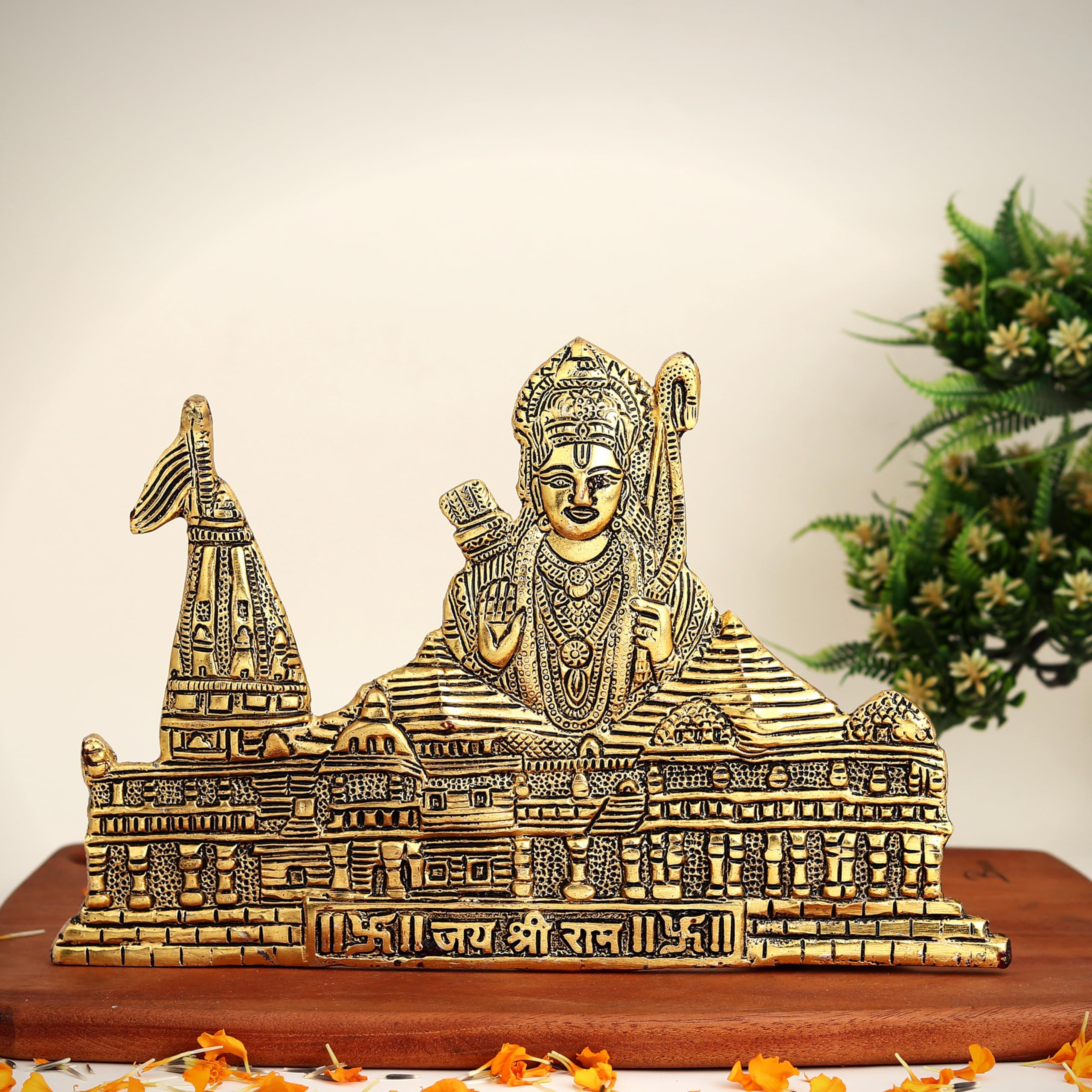 Smizzy Metal Ram Mandir Ayodhya| ayothi ramar Temple Model| Architecture Model (11X7 Inch) Hanging and Standing Temple Home Decor Showpiece, 1 pc