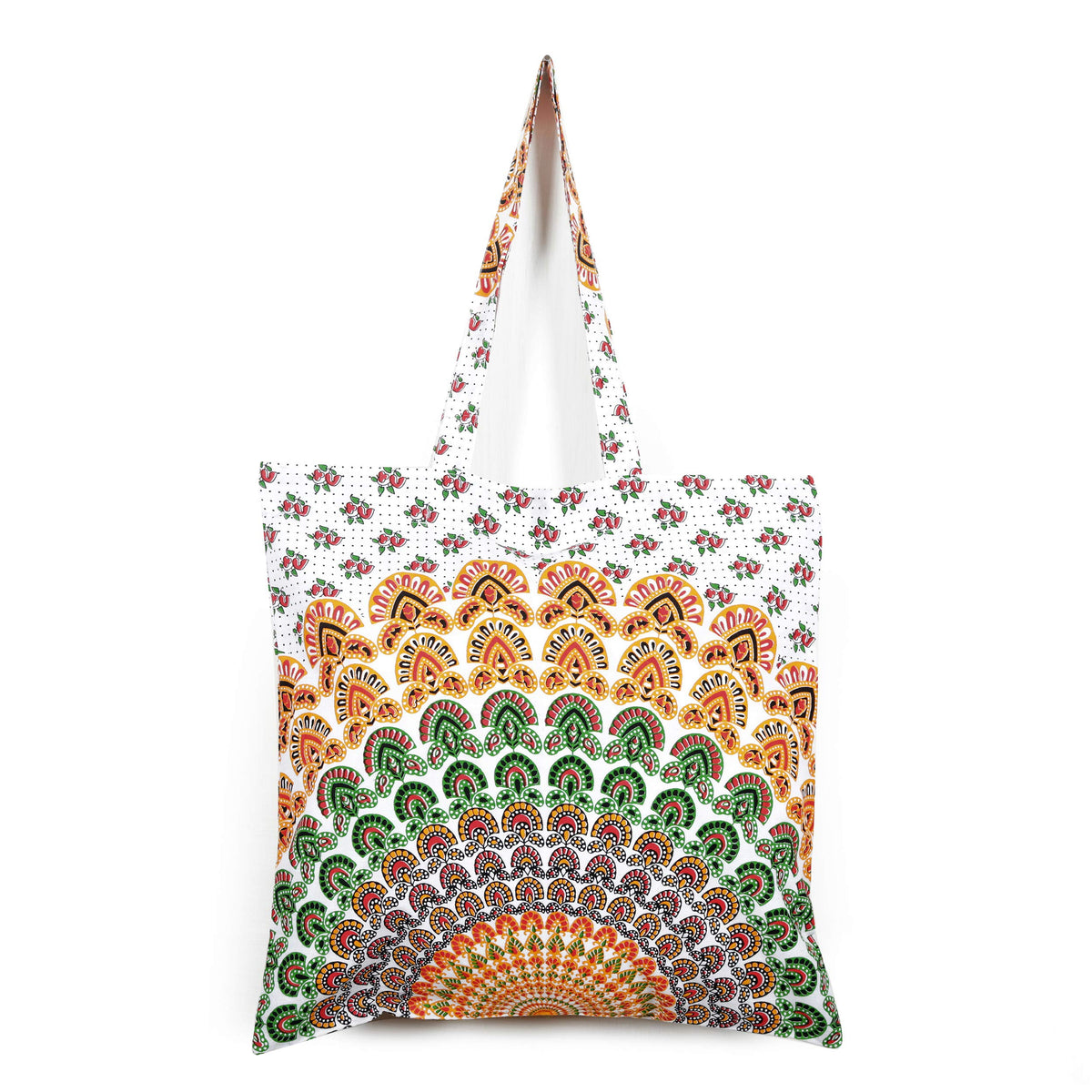 Ravaiyaa - Attitude is everything Cotton Shopping Bag Purse Bags Women Tote Shoulder Handbag (White Peacock Feather Bag - 9)