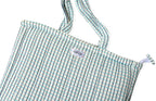 HOUSE OF ORLO Women's Cotton Quilted Aesthetic Western Tote Bags, Waffle Weave Handmade With Zipper And Double Handles For Women & Girls, Daily Use Handbag For College/Travel/Work (White-Blue)