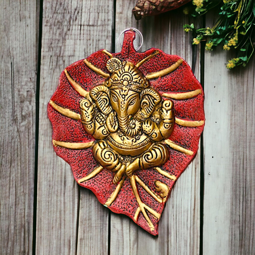 KridayKraft Metal Leaf Ganesha ji Statue,Ganpati Wall Hanging Sculpture Lord Patta Ganesh Idol Lucky Feng Shui Wall Decor Your Home, Office,Religious Gift Article Decorative,Showpiece Figurines...