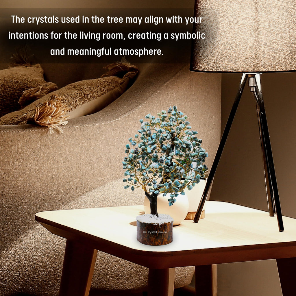 Certified Larimar Crystal Tree for Good Luck - Healing Crystals Money Tree for Wealth, Positive Energy at Home Office - Decorative Spiritual Gifts for Vastu, House Warming