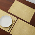 Yellow Weaves Polyvinyl Chloride Rectangular Dining Table Placemats, Gold - 6 Piece Kafalo