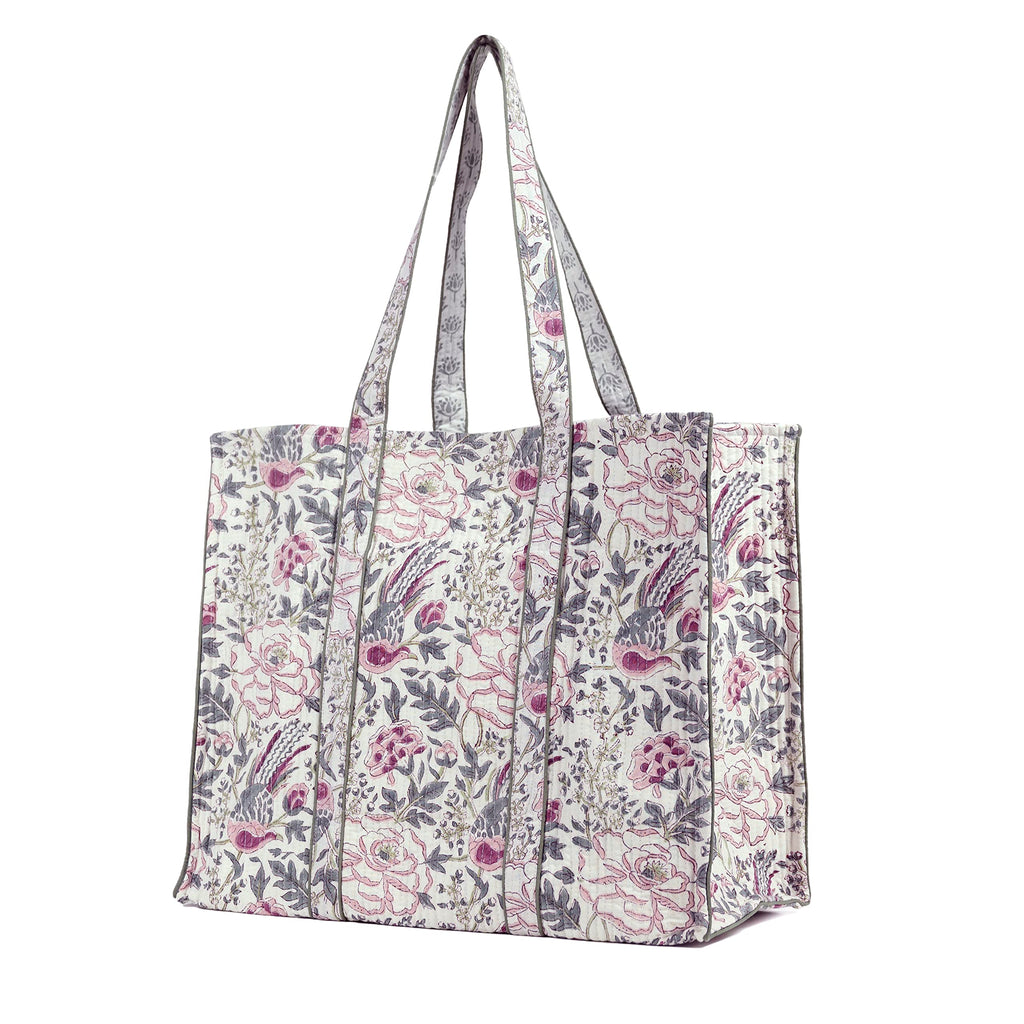 BLOCK N STYLE Women's Tote Bag | Double Handle Cotton Handblock Printed Bag | Multicolour