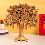 Pure Source India (Pure Brass Kalpavriksha Tree Sculpture for Home, Office & Spiritual Décor (Height: 7.5 inches) with Yellow Antique (866 gm)
