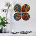 Artvibes Nature & Wildlife Wooden Art Decoration Item for Home | Living Room | Office | Cafe | Painting Wall Decor | Aesthetic Wooden Decor | Handcrafted Art | Ideal Gifts (WH_8452N), Set of 4