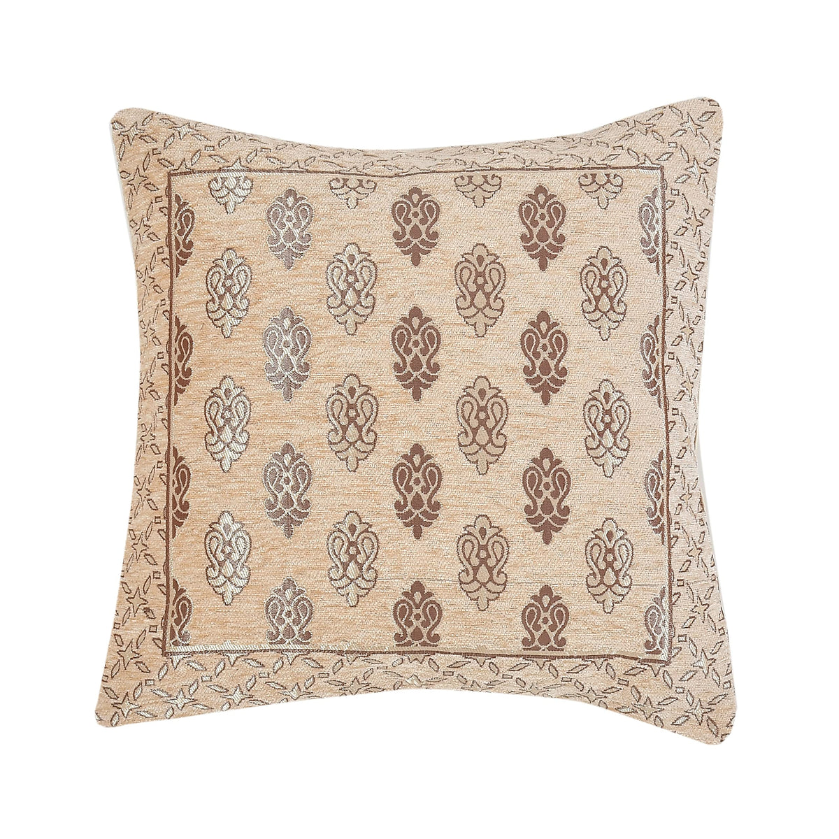 DECOMIZER Jacquard Geomteric Cushion Covers 24 Inch X 24 Inch Set Of 2 Ethnic Motifs 240 TC Cushion Covers,Design- Ambi,Color- Beige