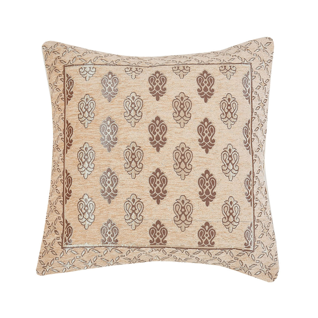 DECOMIZER Jacquard Geomteric Cushion Covers 24 inch x 24 inch Set of 5 Ethnic Motifs Cushion Covers,Design- Ambi,Color- Beige