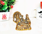 KridayKraft Gold Plated Laxmi Narayan on SheshNag Metal Statue for Pooja, Decoretive for Home,Office & Car Dashboard,Religious Idol