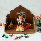 eCraftIndia Om Design Wooden Temple for Home Office | Home Temple Pooja Mandir | Small Temple Gift for Diwali Housewarming