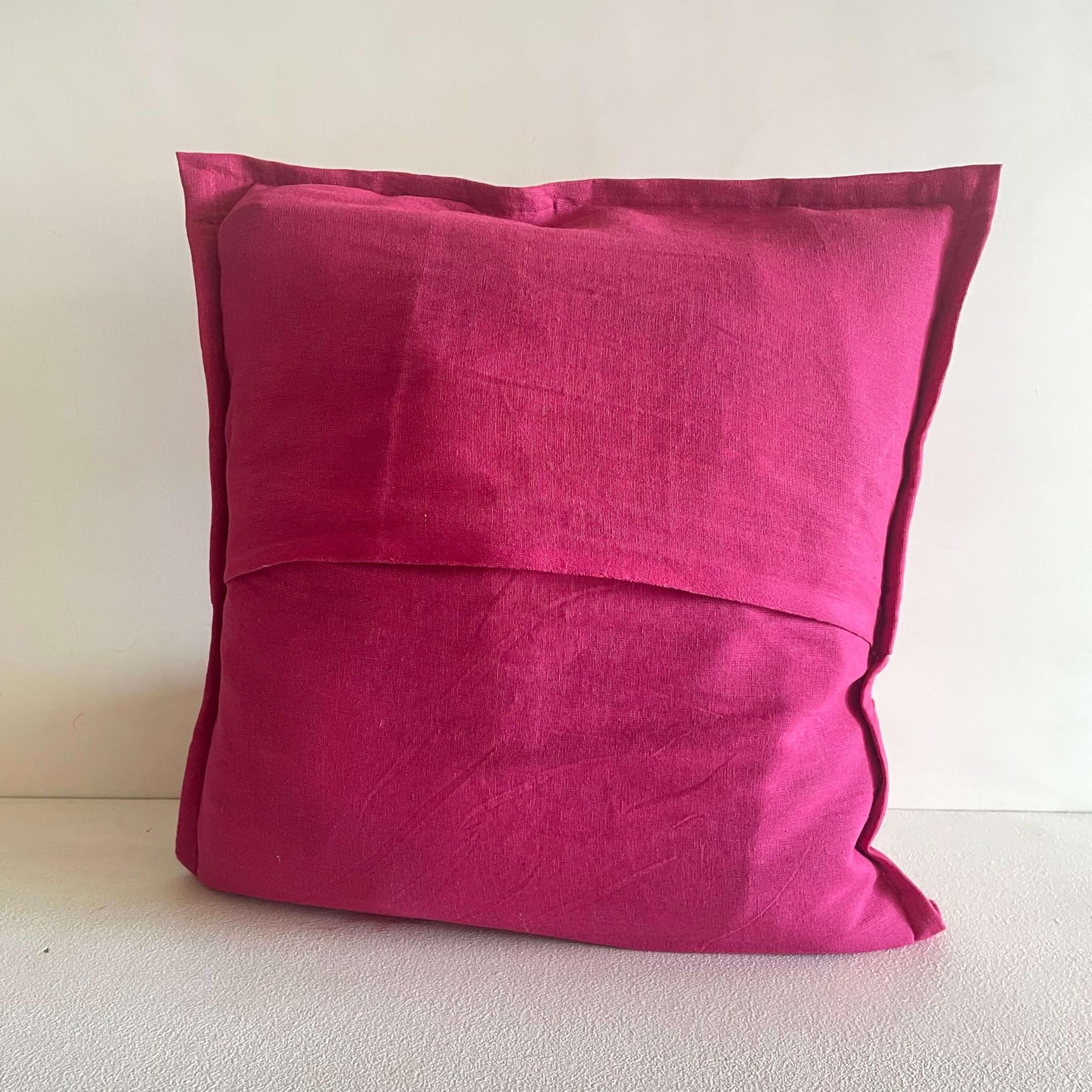 ATRANGI STUDIO Patchwork Cushion Covers - Set of 2 | Handcrafted Khambadiya Patchwork | Rajasthani Art Pillow Cover | Ethnic Cushion Covers for Sofa, Bed & Home Decor | 16x16 Inch, Pink