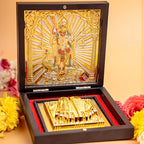 anciently Murugan Pocket Temple with Charan Paduka for Diwali Gift, House Warming Gifts, Return Gift Puja Box (Square Shaped, Gold Plated, 1 Piece)
