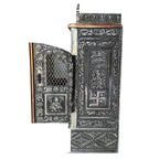 balveer Home n Office Temple Wooden Silver oxidised mandir Wall Hanging Temple.18L*6D inch