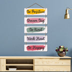 Artvibes Be Positive Dream Big Be Happy Wall Hanging Wooden Art | Quotes Decor Item | Wall Illustrations | Office Decor | Wall Art Print | Inspirational Quotes | Unique Gift Items (WH_6206N)