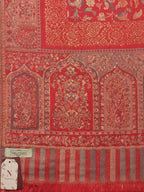 Naureen Women Faux Pashmina Kani Stole with Mughal Artwork and Zari Accents, Warm and Soft, 28x80 inch