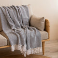HOMEMONDE Cotton Throw 50 X 60 Inches Decorative Living Room Couch And Sofa Knitted Blanket With Tassels Chevron, (Grey - 127 X 152 Cm, 200 Tc) Kafalo