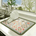 HomeCloud Super Absorbent Dish Drying Mat for Kitchen Counter – Non-Slip, Heat-Resistant Rack Pad – Hides Stains, Ideal 4 Dishes, Coffee Maker, and Kitchen Appliances (Morrocan_Green, 50x40 cm) Kafalo