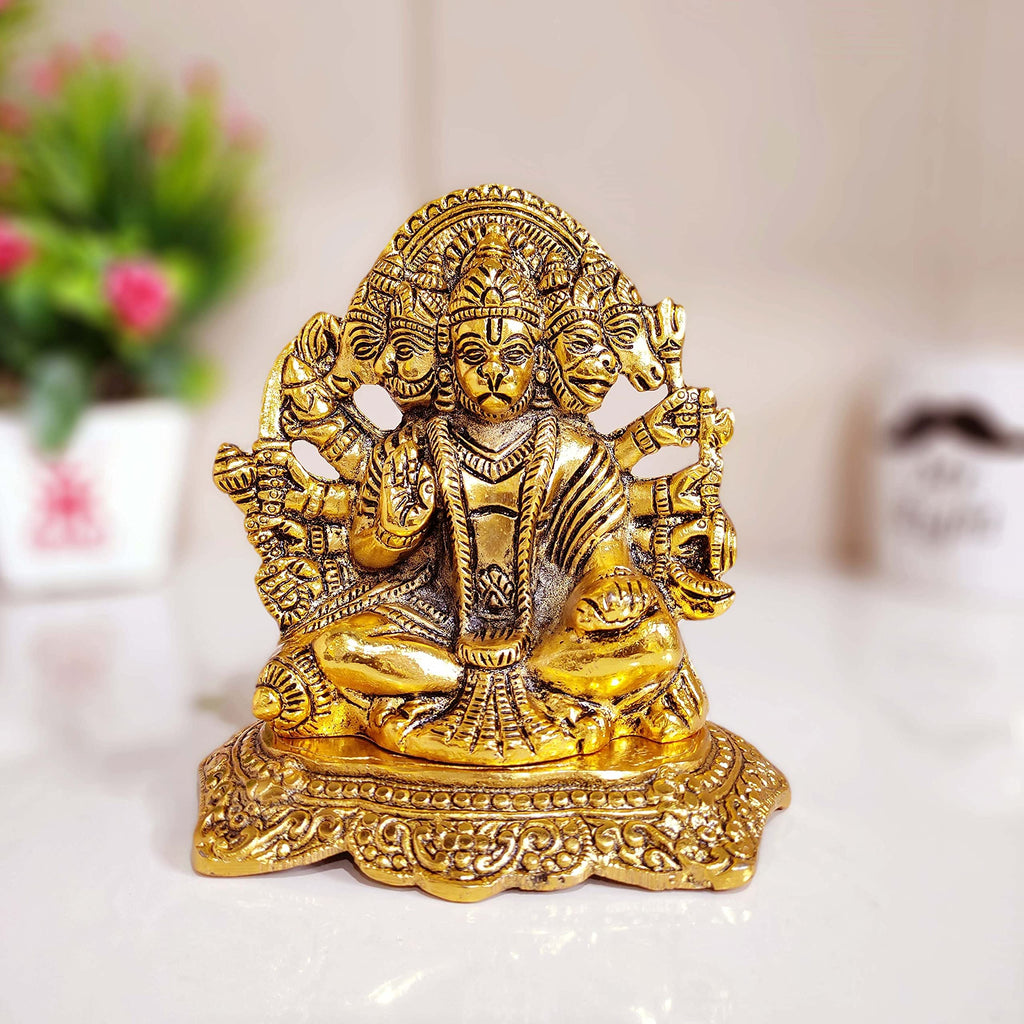 KridayKraft Panchmukhi Hanuman ji Metal Statue,Bajrangbali Murti for Pooja Room & Decor Your Home,Office,Religious Idol Gift Article,Showpiece Figurines...