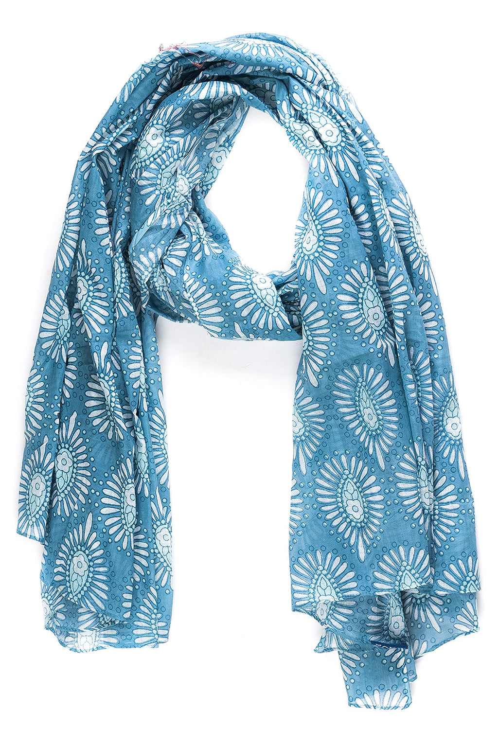 AQVA Printed Cotton Scarf for Women Stylish (Pista Pewter) | Head and Face Cover Scarf for Girls with 100% Cotton | Soft & Lightweight Scarves/Stoles for all Weather (72 x 43 in)