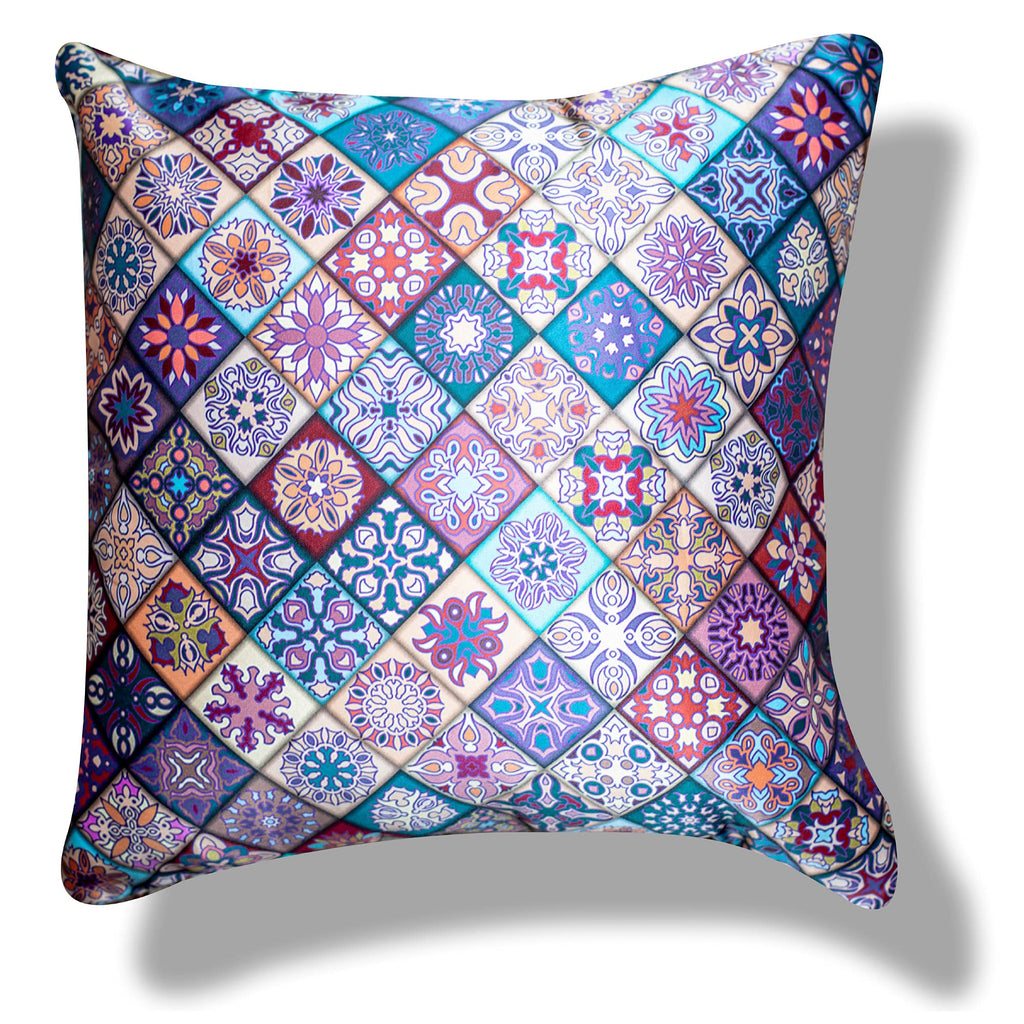 Vendola Merhaba Microfiber Satin 250TC Cushion Pillow Covers, Multicolor, Set of 5(Merhabaaa,24x24 Inches)