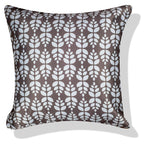 Vendola Decorative Satin Sofa Cushion Covers Set of 5, 24 Inch x 24 Inch, Sofa Cushion Pillow Cover, White and Brown, Geometrical Design, Zipper Closure (Cedar, 24X24 Inches)