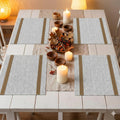 YELONA Placemats Set of 4, Heat-Resistant Woven Vinyl Table Mats, Non-Slip & Washable Dining Tablemats for Kitchen & Dinner Decor, Beige & Gold (45cm x 30cm) Kafalo