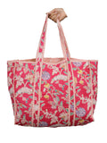 Ravaiyaa - Attitude is everything Women & Man Beautiful Printed Cotton Grocery Shopping Bag | Shoulder Bag | Cotton Tote Bag | Travel Tote Bags 18x5.5x16 Inch (Pink Floral)