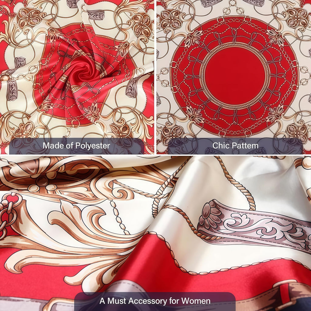 NALNIZ Silk Stylish Scarf, Head Scarves for Women, Stain Square Scarf for Hair Wrapping, Soft Comfy Neck Scarf for Ladies (90x90cm)