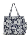 NIKAVIK Quilted Cotton Tote bag – Exotic Animal Print Foldable and Ideal for Travel Shopping Beach Trips or Daily Essentials (Black white)