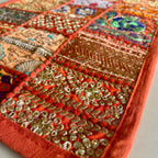 ATRANGI STUDIO Patchwork Table Mat | Traditional Rajasthani Khambadiya Placemat | Handmade Reusable Dining Table Mat for Home Decor | Colourful Dining Setup | 12x18 Inch, Orange