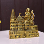 Kridaykraft Metal Shree Ram Mandir Architectural Model Prabu Shri Ram Janam Bhumi Ayodhya Showpiece for Home Decor, Office | Metal Showpiece - 22 X 21 Cm, Gold