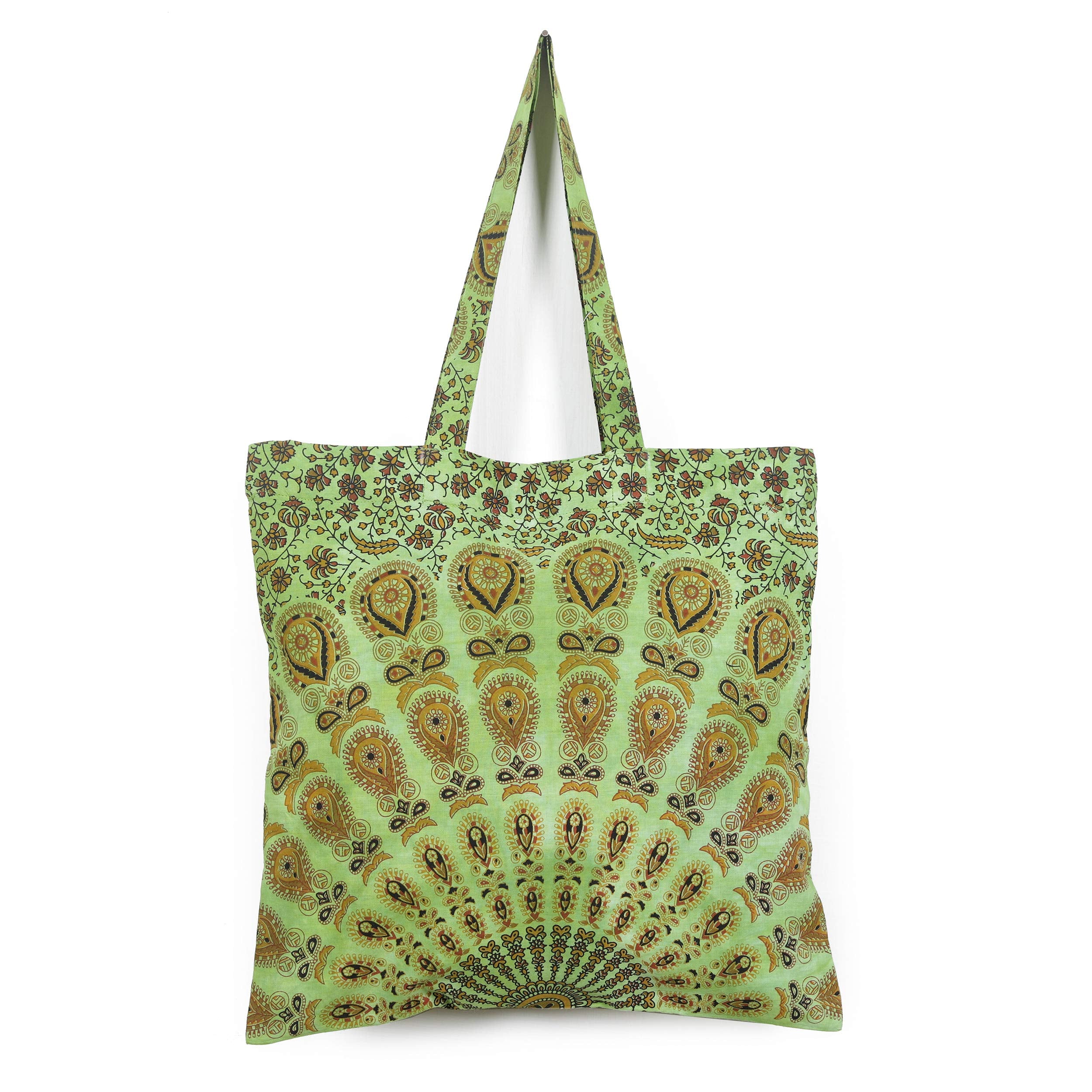Ravaiyaa - Attitude is everything Cotton Shopping Bag Purse Bags Women Tote Shoulder Handbag (Green Dyed Mandala Bag - 16)