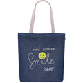 MASQ By Q-One Canvas Smile Embroidered Printed Tote Bags For Women With Zip, College Bag For Girls, 100% Organic Cotton Tote Bag For Traveling & Daily Use