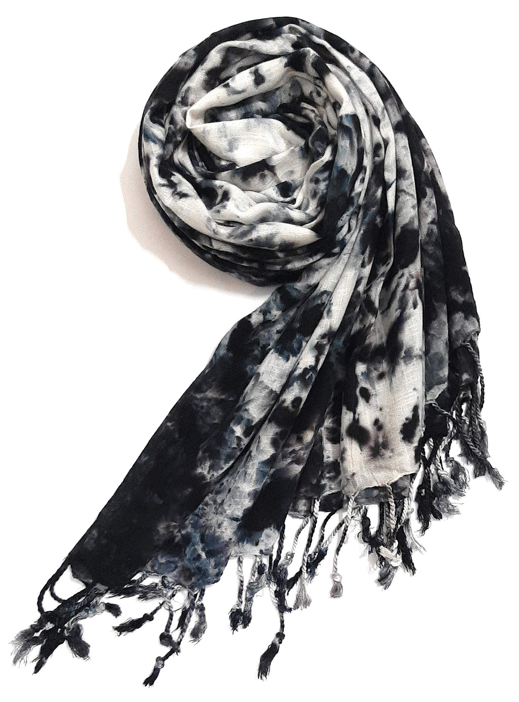 Chandwasia Rayon Scarf for Men & Women | Lightweight Stole, Shawl & Wrap with Batik Design | All-Season Summer & Winter Wear | Soft & Breathable Fabric (28 x 72 inches, Black)