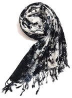 Chandwasia Rayon Scarf for Men & Women | Lightweight Stole, Shawl & Wrap with Batik Design | All-Season Summer & Winter Wear | Soft & Breathable Fabric (28 x 72 inches, Black)