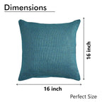 Yellow Weaves Jute Texture 250 TC Cushion Covers, 16 X 16 Inches, Blue, Set Of 2