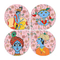 Artvibes Spiritual Krishna Folk Wooden Art Decoration Item for Living Room | Wall Sculpture | Signs & Plaques | Modern Decor Artwork | Wall Poster | Handcrafted Art | Unique Gift (WH_8426N), Set of 4