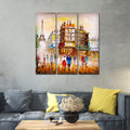 VIBECRAFTS 3 Pieces Beautiful Paris Canvas Wall Painting Fitted With Wooden Frame For Home | Office | Living Room | Gifts (PTVC3Pcs1_9527)