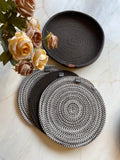 SAPROSE® Retro Polypropylene 3 Pc Round Trivet with Basket Holder | Braided Pot MAT, Side Table Mat, Machine Washable Small Place Mat for Casserole for Dining Table (9 inch Dia) Kafalo
