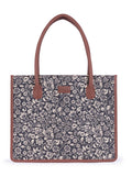 ZOUK Flomotif Floral Printed Jute Handcrafted Black Women's Stylish Tote Bags | Tote Handbag| Shoulder bag with double handle
