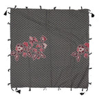 PRACWAL Cotton Printed Scarf, Black and Muliti color Printed Pattern, Square Shape with Tassels, Casual Style, Unisex Adult Fashion Accessory, 100x100 cms