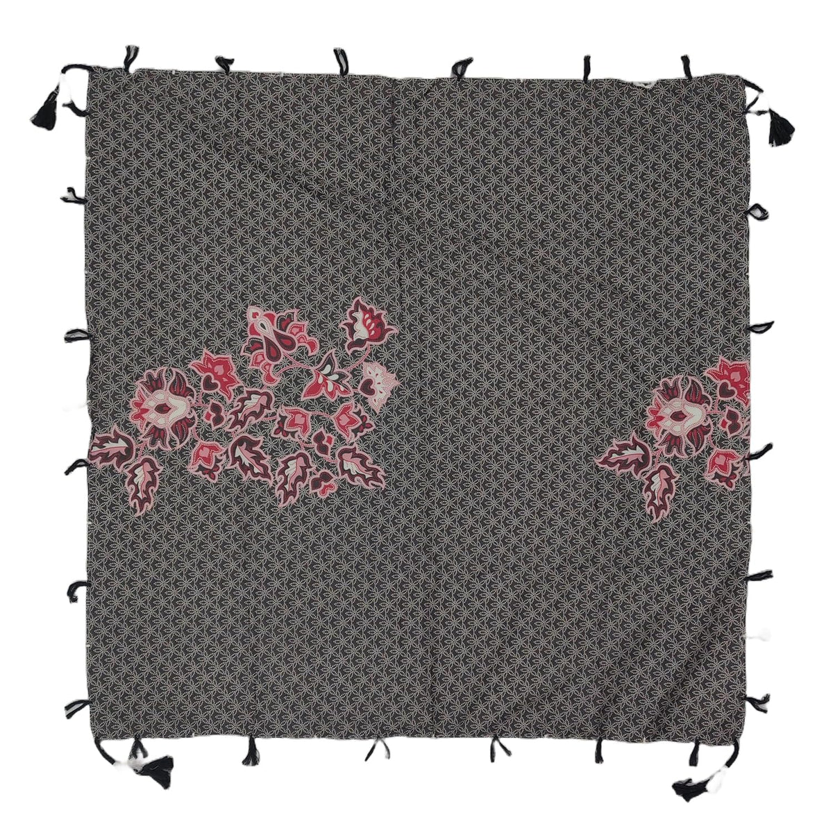 PRACWAL Cotton Printed Scarf, Black and Muliti color Printed Pattern, Square Shape with Tassels, Casual Style, Unisex Adult Fashion Accessory, 100x100 cms