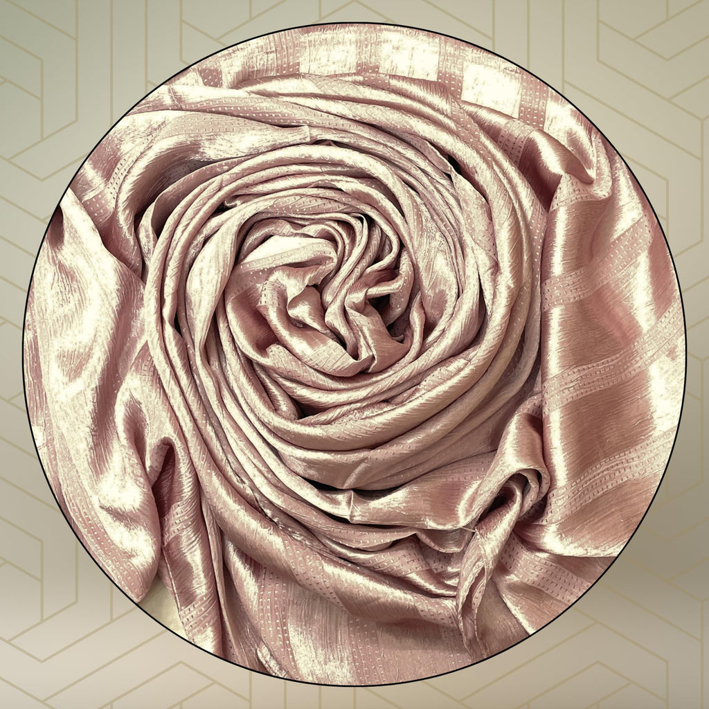FAHABO Scarf Woman Premium Self-Woven Satin Silk Scarves | Hijab Scarf | Headscarf | Neck Scarf | Stoles | Wraps (Rose Gold)