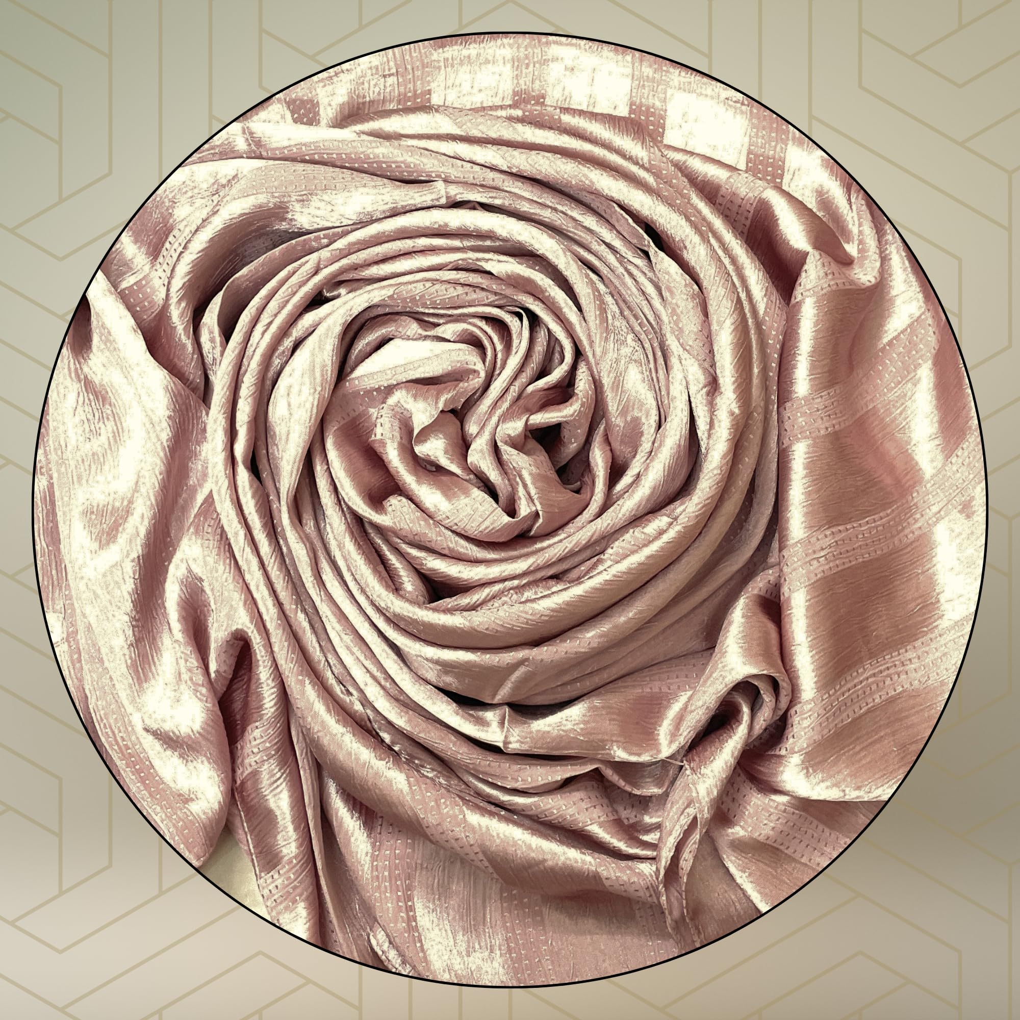 FAHABO Scarf Woman Premium Self-Woven Satin Silk Scarves | Hijab Scarf | Headscarf | Neck Scarf | Stoles | Wraps (Rose Gold)
